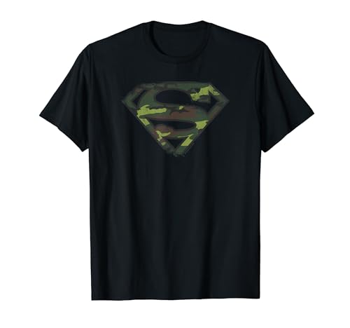 Superman Distressed Camo Shield Camiseta
