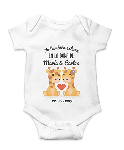 Body Bebé Personalizado Jirafas Boda...