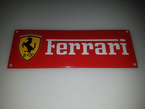 EMAILLE Cartel de Ferrari rojo 20 x 7 cm...