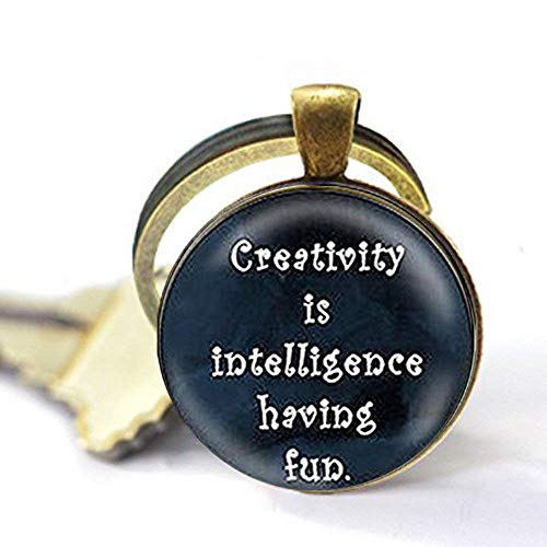 Llavero con cita de Einstein, Creativity...