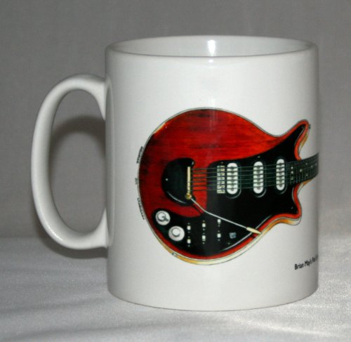 Taza de guitarra. Ilustración rojo...