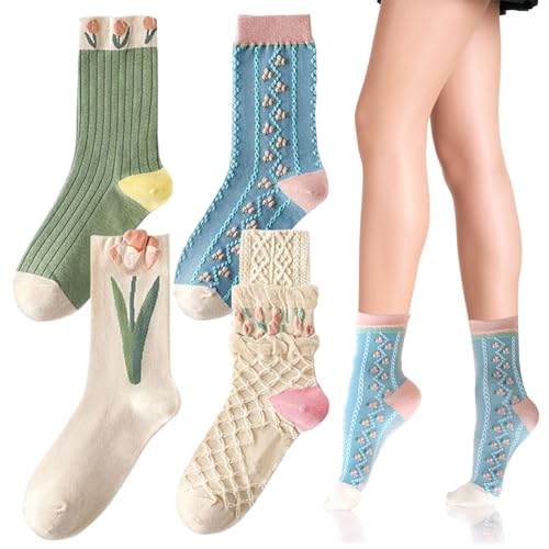 FUIPVGI 4 Pares Calcetines de Algodón...