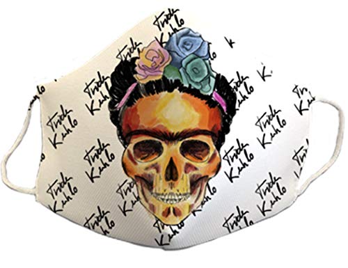 Mascarilla blanca dibujo Frida bonita...