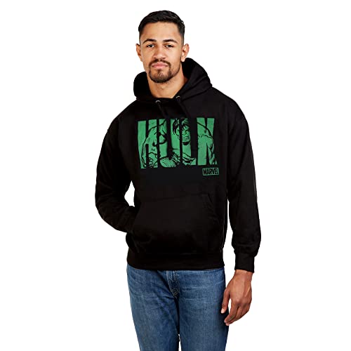 Marvel Hulk Text Capucha, Negro (Black...