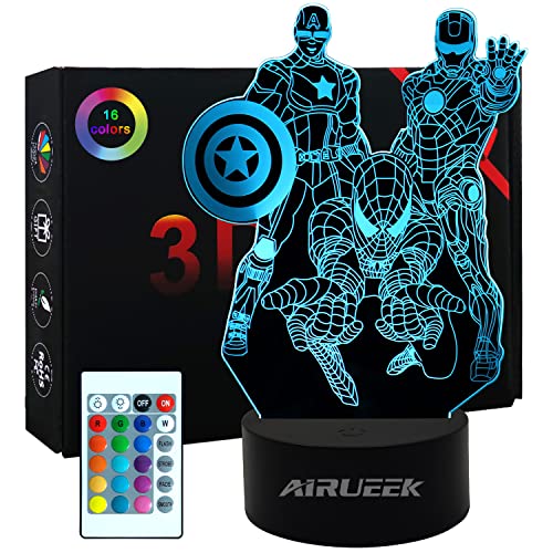 AIRUEEK 3D Superheroes Lampara Spiderman...