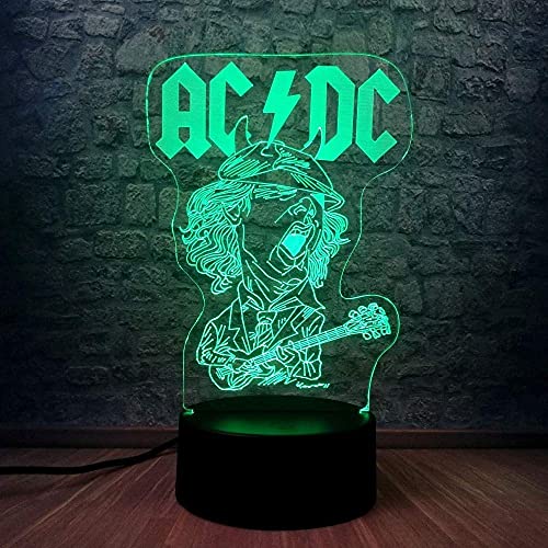 ACDC Band Rocker 3D Luz de noche USB...