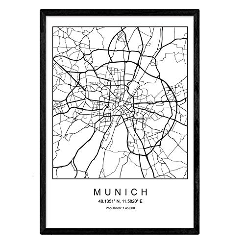 Nacnic Lámina Mapa de la Ciudad Munich...