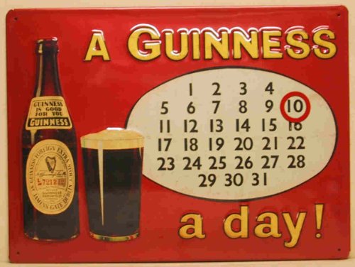 Guinness Calendario Cartel de chapa, 40...