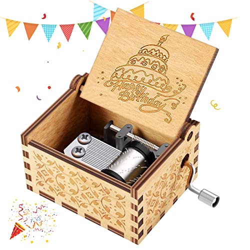 sinzau Caja de música con manivela de...