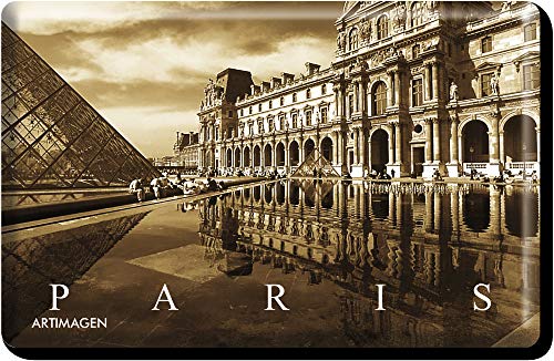 Imán Louvre Paris en Sepia 70x45 mm.